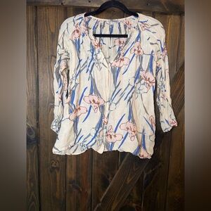 Tucker Floral Silk Linen Blouse